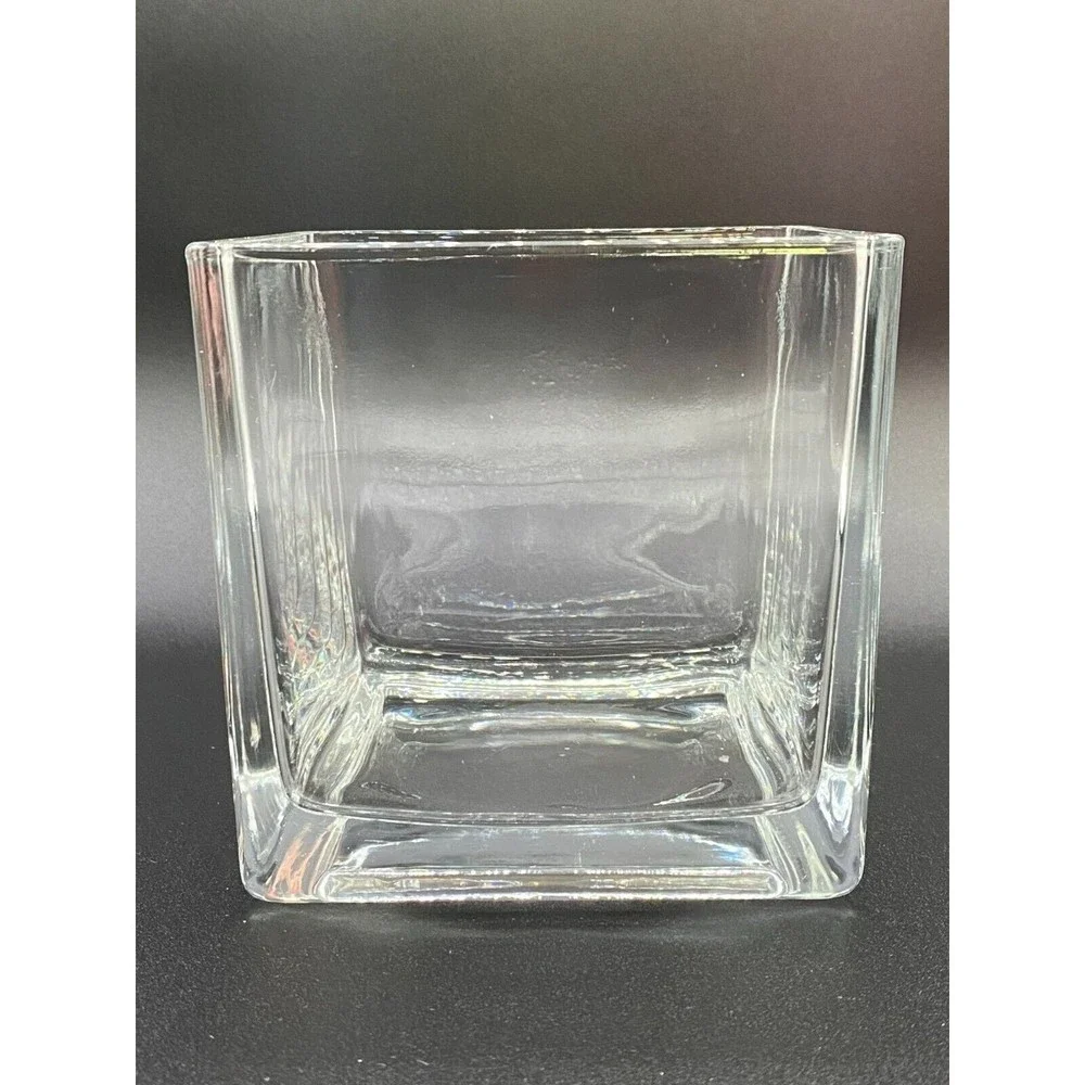 Clear Glass Cube Vase 5